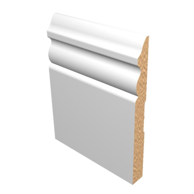 M-Trim 5900 1/2\" x 5-1/4\" x 16\' Primed MDF Baseboard - Colonial