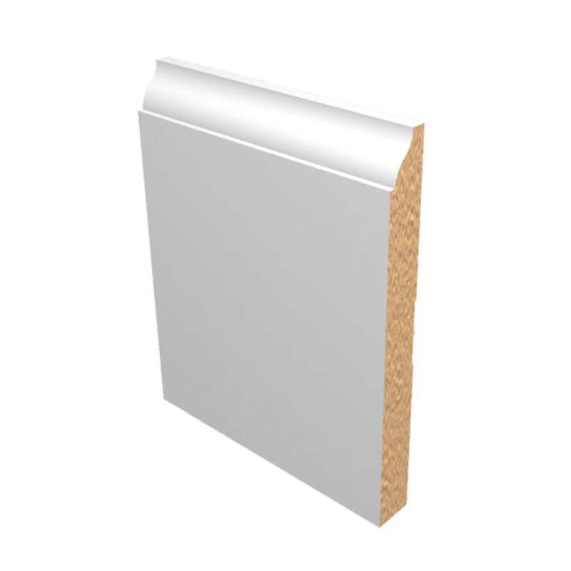 M-Trim 618 1/2\" x 5-1/4\" x 16\' Primed MDF Baseboard - Colonial