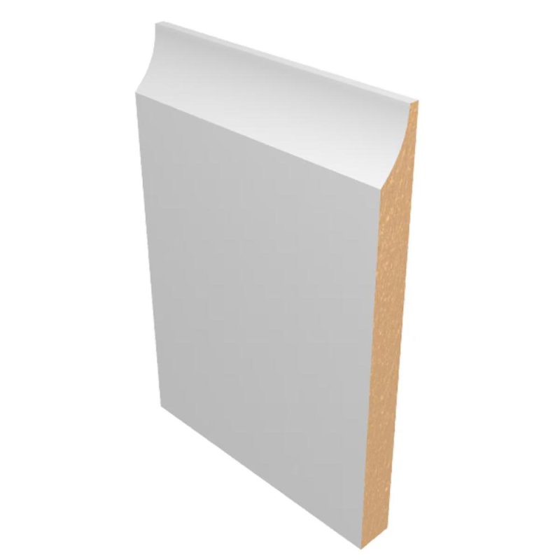 M-Trim 810 11/16\" x 8-1/4\" x 16\' Primed MDF Baseboard - Neo