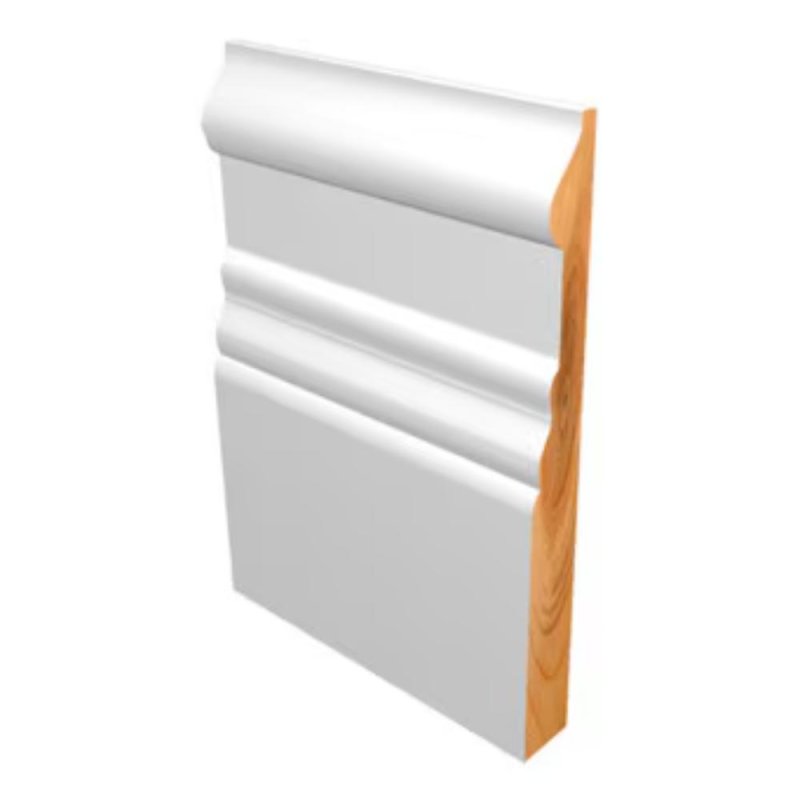 M-Trim 6140 5/8\" x 6-1/4 \" x 16\' Primed Pine Baseboard - Corinthian