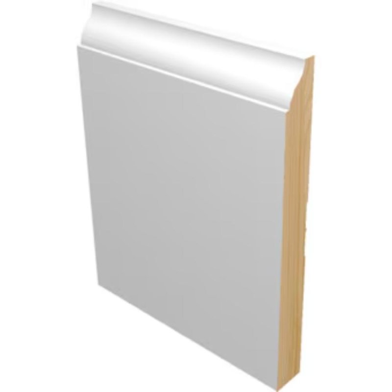 M-Trim 618 5-1/4\" x 9/16\" x 16\' Primed Pine Baseboard - European