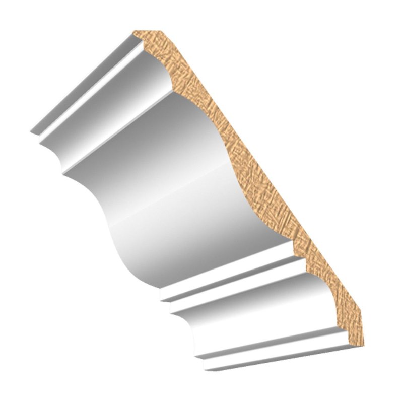 M-Trim 734 11/16\" x 7-3/4\" x 16\' Primed MDF Crown Molding - Traditional