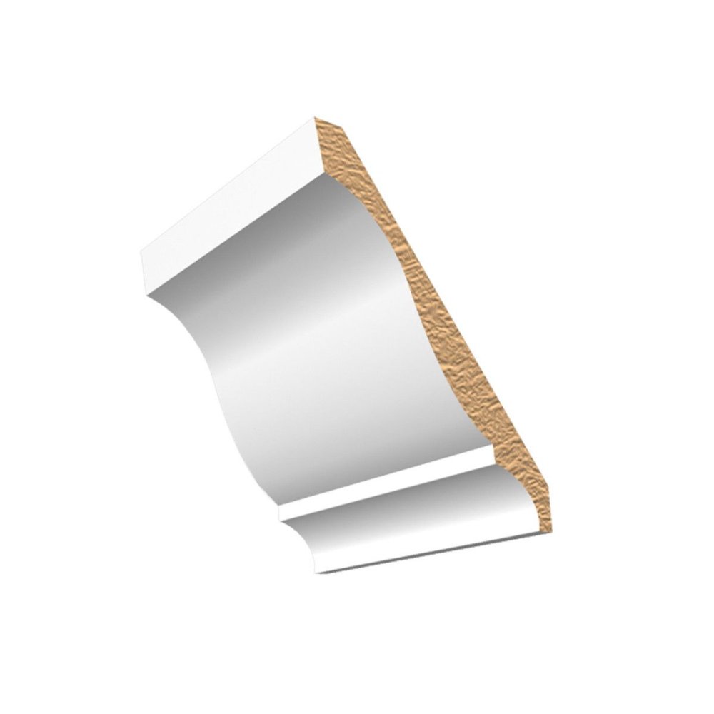 (image for) M-Trim 45 5/8\" x 5-1/4\" x 16\' Primed Pine Small Cove Crown Molding - Colonial