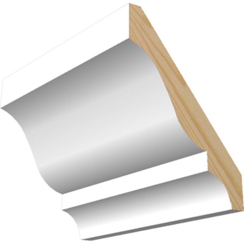 M-Trim 49 1/2\" x 3-5/8\" x 16\' Primed Pine Crown Molding - Colonial