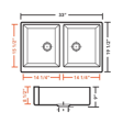 (image for) Pelican PL-4060 Porcelain Fluted Farmhouse Kitchen Sink 33'' x 8-1/2'' - White