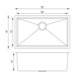 (image for) Pelican PL-HA109 R0 16G Handmade 16 Gauge Stainless Steel Undermount Kitchen Sink 30'' x 18'' w/ Zero Radius Corners