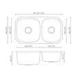(image for) Pelican PL-VP6040 16G Stainless Steel Double Bowl Undermount Kitchen Sink 32-1/8'' x 18"
