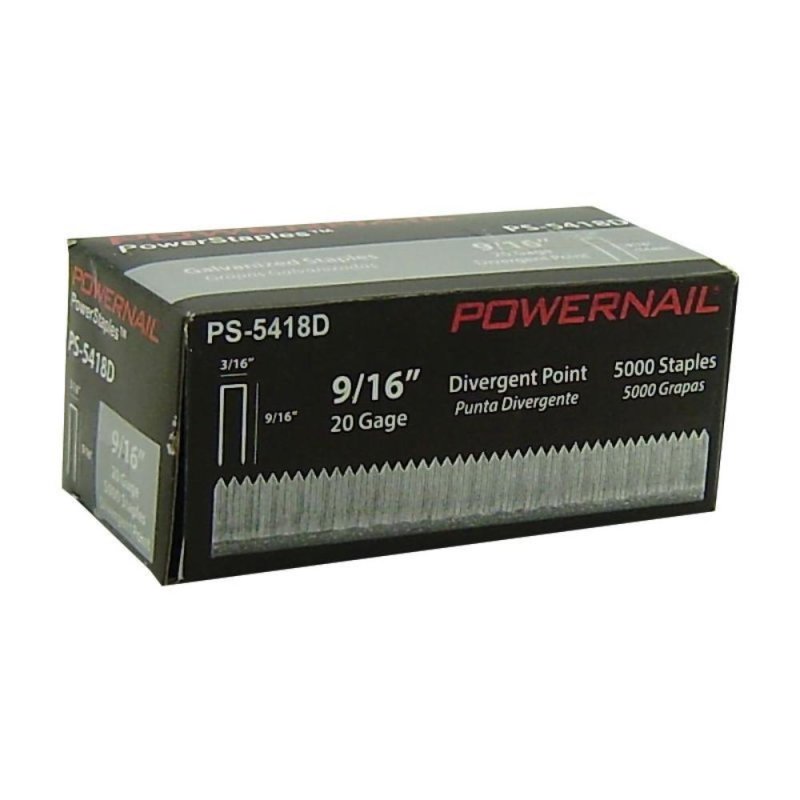 Powernail PS-5418D 9/16\" Divergent Point Carpet Staples - 5000 Per Box