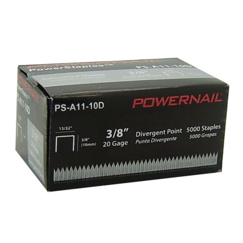 Powernail PS-A11-10D 3/8\" Divergent Point Carpet Pad Staples - 5000 Per Box