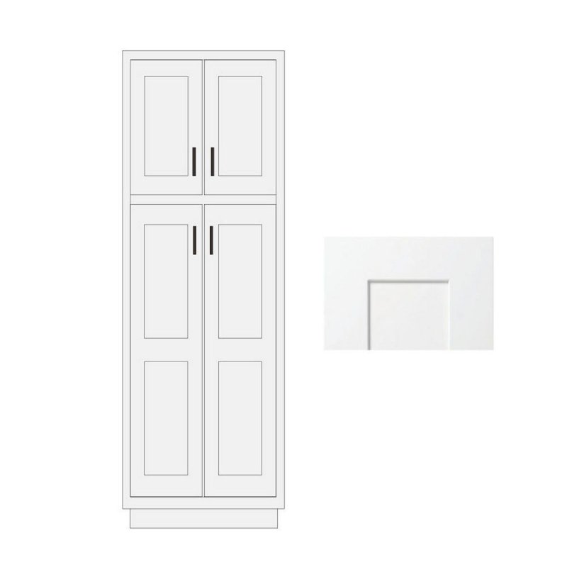 (image for) White Shaker 24" x 96" 24" Wide Utility Cabinet - WS-UC2496