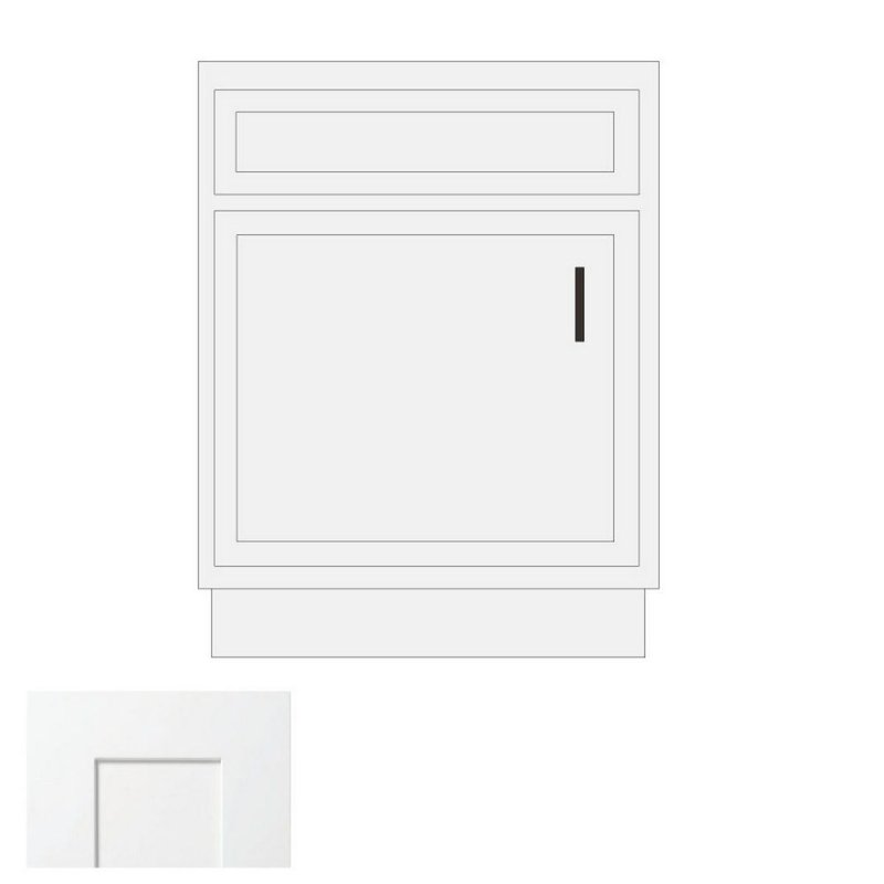 (image for) White Shaker 21" x 21" Vanity Sink Base Cabinet - WS-V2121