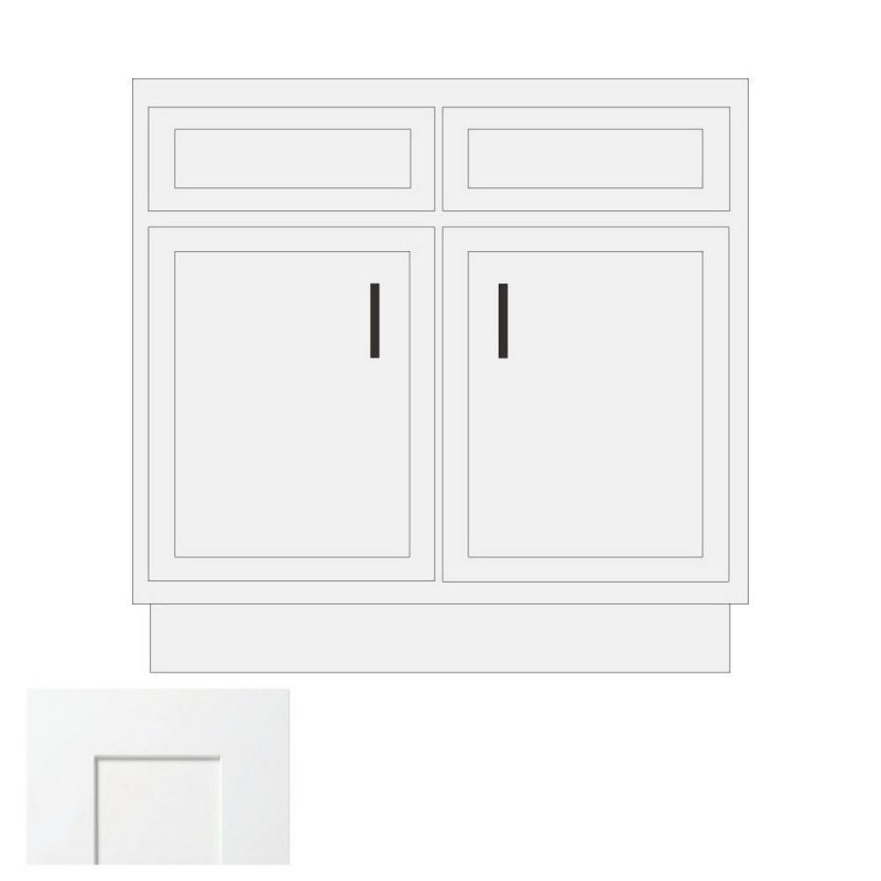 (image for) White Shaker 30" x 21" Vanity Sink Base Cabinet - WS-V3021