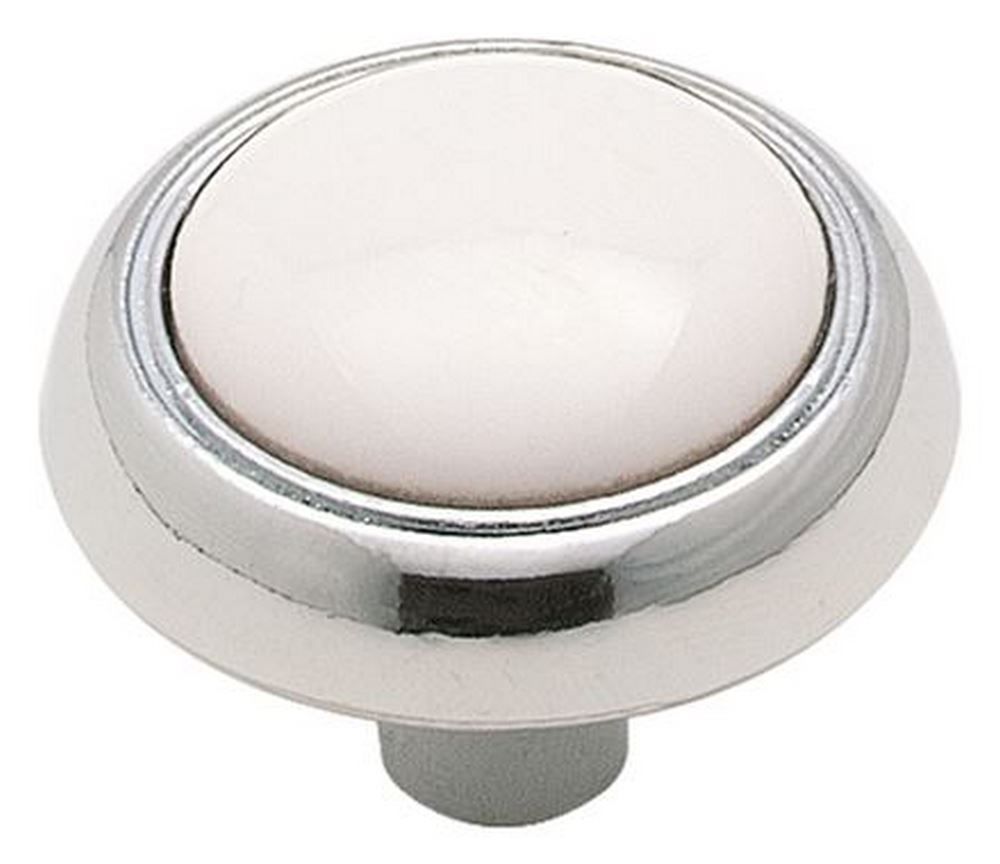 (image for) Allison Value 1-3/16\" Knob - White/Polished Chrome