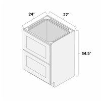 White Shaker 27" 2 Drawer Base Cabinet - AMCWS-2DB27