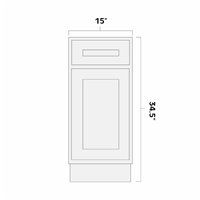 White Shaker 15" Base Cabinet - AMCWS-B15