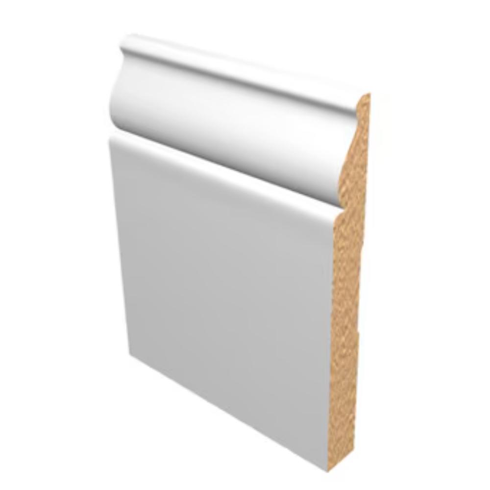 (image for) M-Trim 5163 9/16\" x 5-1/4\" x 16\' Primed MDF Baseboard - Traditional