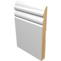 M-Trim 5180 5-1/4" x 9/16" x 12' Primed Pine Baseboard - Colonial