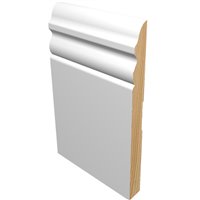 M-Trim 6180 9/16" x 6-1/4" x 16' Primed Pine Baseboard - Colonial