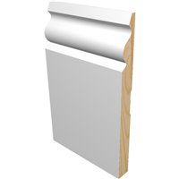 M-Trim 725 11/16" x 7-1/4" x 16' Primed Pine Baseboard - Traditional