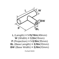 (image for) Amerock Bar Pulls 1-15/16in (49mm) Length Knob - clone
