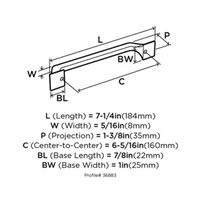 (image for) Amerock Exceed 6-5/16in(160mm) Center-To-Center Pull - Polished Chrome