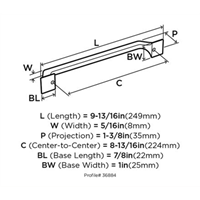 (image for) Amerock Exceed 8-13/16in(224mm) Center-To-Center Pull - Polished Chrome