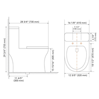 Pelican PL-12243 Porcelain High Effeciency Toilet w/ Dual Flush