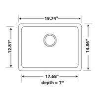 (image for) Pelican PL-350 Granite Composite Undermount Kitchen Sink 19 3/4'' x 14 7/8" - Onyx