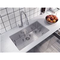 Pelican PL-HA115 R15 16G Handmade 16 Gauge Stainless Steel Undermount Kitchen Sink 32'' x 18'' w/ Micro Radius Corners