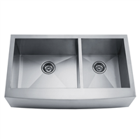 Pelican PL-HA125 R0 16G Handmade 16 Gauge Stainless Steel Farmhouse Kitchen Sink 35-7/8'' x 20-3/4'' w/ Zero Radius Corners
