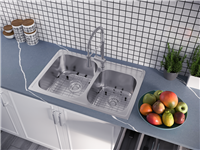 Pelican PL-VT6040-1 18G Stainless Steel Double Bowl Topmount Kitchen Sink 33'' x 22'' w/ 1 Hole