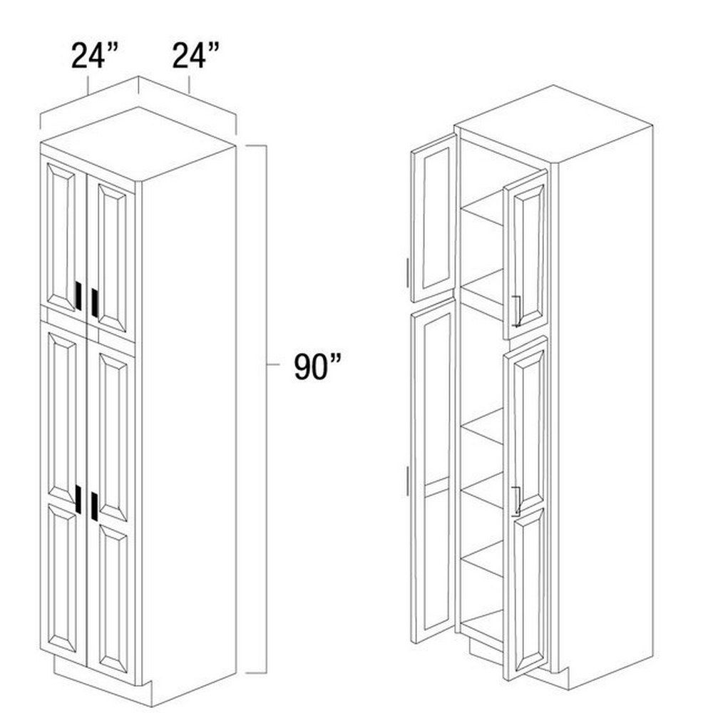 (image for) White Shaker 24\" x 90\" 24\" Wide Utility Cabinet - WS-UC2490