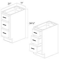 Brae 15" x 21" Vanity Drawers Base Cabinet - BRA-VDB15