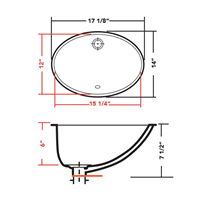 Pelican PL-3072 Porcelain Undermount Bathroom Sink 15 1/4" x 12" - Bone