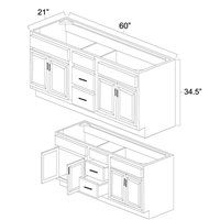 Legacy 60" x 21" Double Vanity Cabinet w/ Double Drawers- LEG-VSB60DD