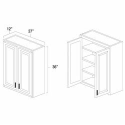 White Shaker 27" x 36" Double Doors Wall Cabinet - WS-W2736