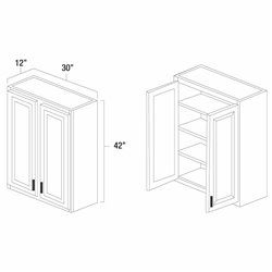 White Shaker 30" x 42" Double Doors Wall Cabinet - WS-W3042