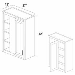 White Shaker 27" x 42" Blind Corner Wall Cabinet - WS-WBC2742