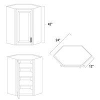 Storm Gray 24" x 42" Diagonal Corner Wall Cabinet STO-WCD2442