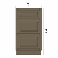 Winchester Grey 18" Three Drawer Base Cabinet - WIN-DB18