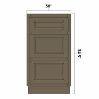 Winchester Grey 30" Three Drawer Base Cabinet - WIN-DB30