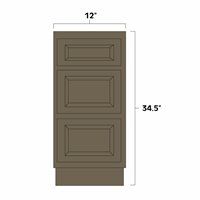 Winchester Grey 12" Three Drawer Vanity Cabinet - WIN-VDB1221