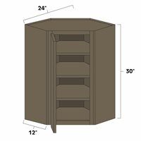 Winchester Grey 24" x 42" Diagonal Corner Wall Cabinet w/ Plain Glass Door - WIN-WDC42PG